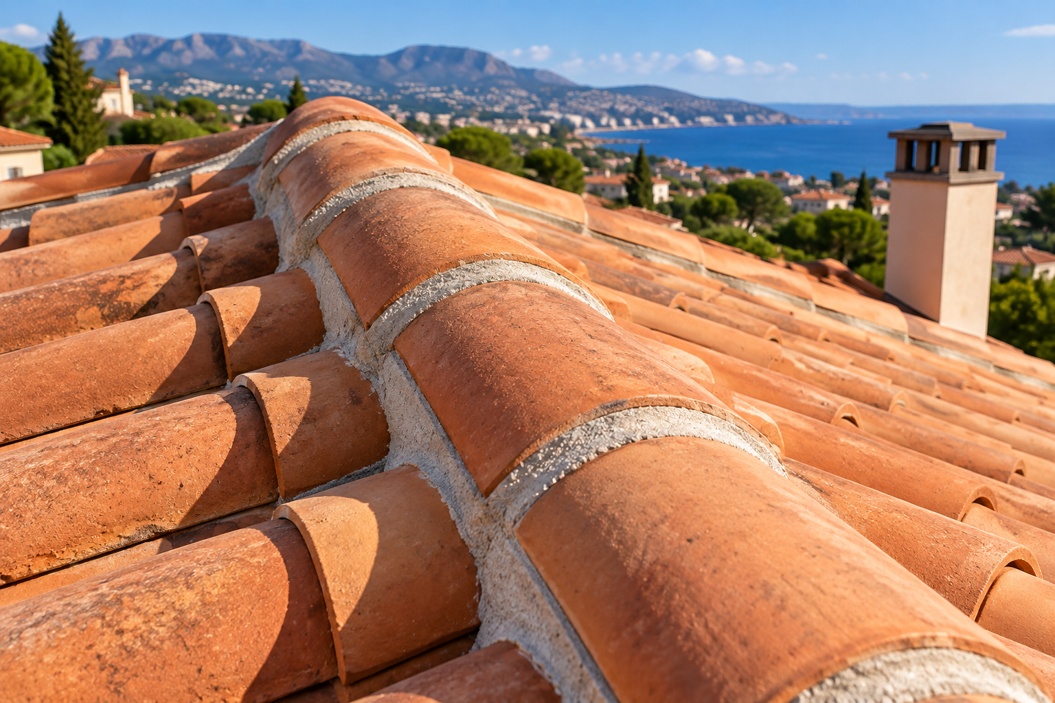 Détail du faîtage après rénovation