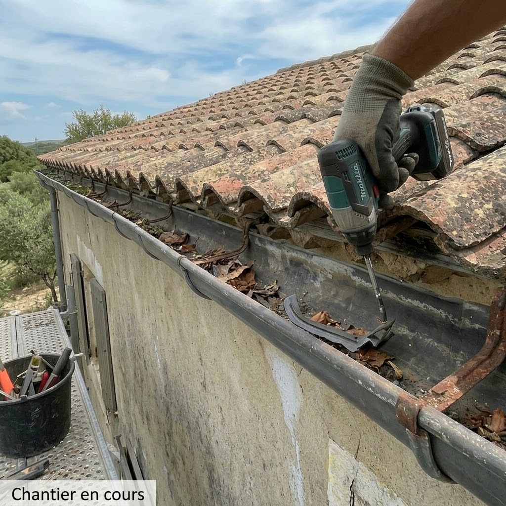 Installation d'une gouttière neuve