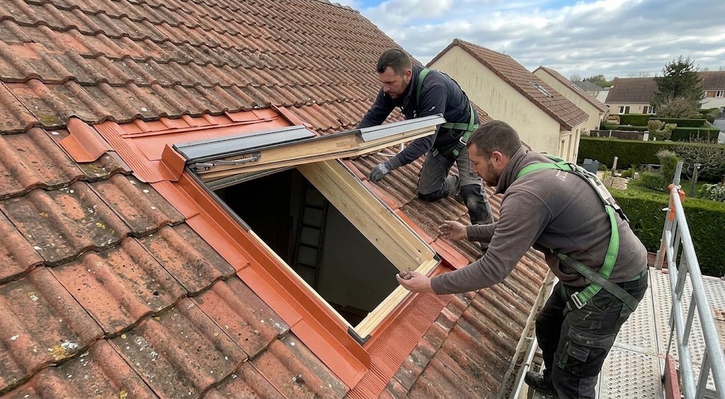 Travaux de création d'une ouverture de toit pour Velux